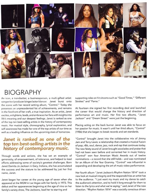 Janet Jacksons Number Ones Up Close Personal Tour Book Janet