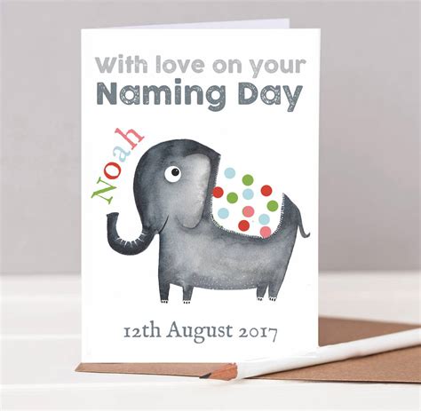 Personalised Naming Day Elephant Card By Helena Tyce Designs