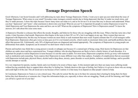Teenage Depression Speech