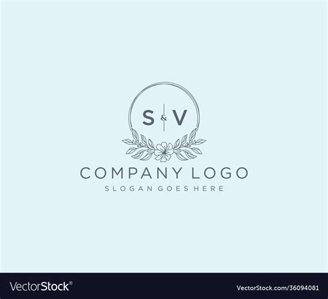 Initial Sv Letters Floral Frames Unique Royalty Free Vector