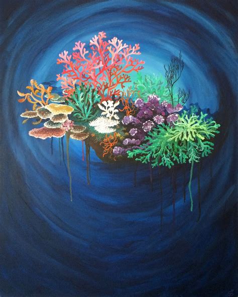 Coral paintings abstract coral ii by keltu. Original Art Acrylic Canvas Painting by Monica Downs Coral Reef 1 24x30 underwater sea life ...