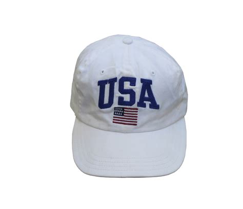 Vintage Polo Ralph Lauren Usa White Strap Back Hat — Roots