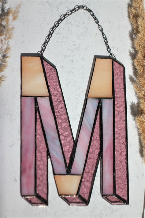 Stained Glass Letters For Home And Holiday Decor In Warm Pink Etsy
