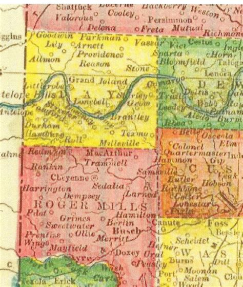 Maps Of Roger Mills And Day Counties Roger Mills County Genealogy