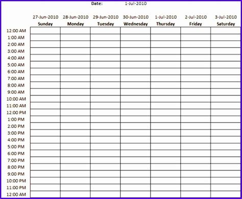 6 Weekly Calendar Excel Template Excel Templates Excel Templates