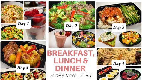 Breakfast Lunch And Dinner 5 Day Meal Plan Youtube