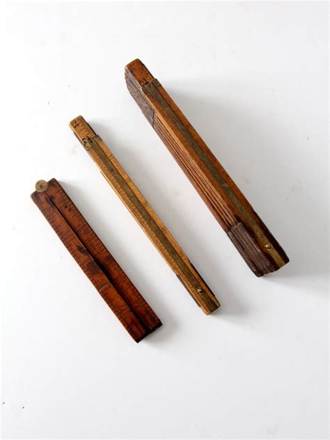 Antique Ruler Collection Wooden Folding Rulers Etsy