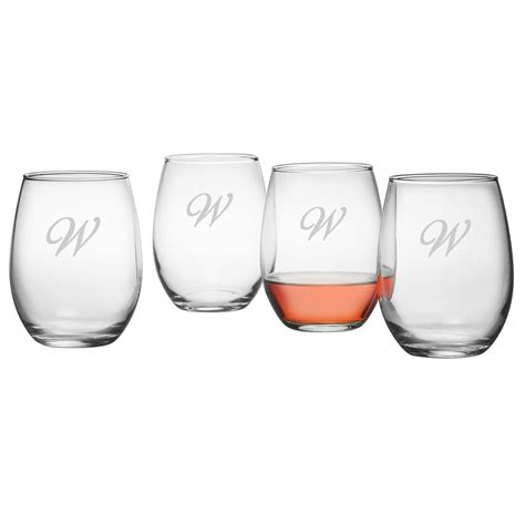 Shop Personalized Stemless Wine Glasses Set Of 4 Free Shipping On Orders Over 45
