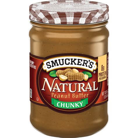Smuckers Chunky Natural Peanut Butter 16 Ounce