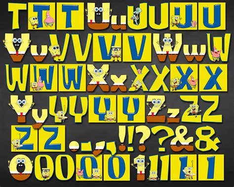 Spongebob Squarepants Alphabet Font Clipart Spongebob Etsy