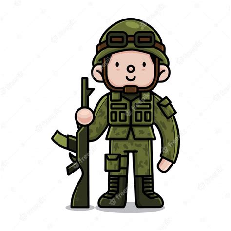 Premium Vector Cute Army Cartoon Character