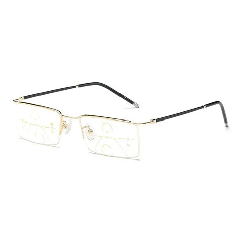 Minclmens Flat Top Progressive Multifocal Reading Glasses Vintage Business Half Frame Square