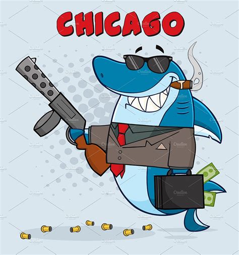 Learn how to draw gangster cartoon pictures using these 581x600 cartoon black and white line drawing of a gangster holding a gun. Shark Gangster Holding A Big Gun | Custom-Designed Illustrations ~ Creative Market