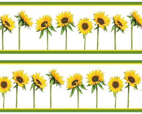 Sunflowers Adhesive Wall Border 4 Pieces 520 X 15 Sunflower Header