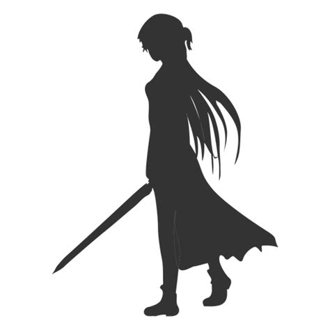 Anime Girl Sword Cloak Silhouette Transparent Png And Svg Vector File