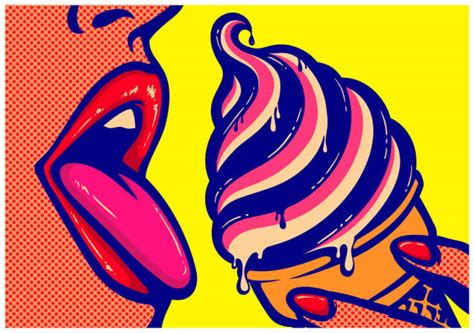 20 Adult Eating Ice Cream Close Up Illustrations Royalty Free Vector