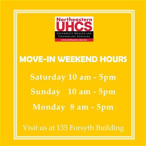 Move In Weekend 2018 Uhcs Hours University Health And Counseling Services