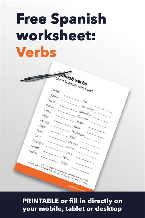 Verbs In Spanish Worksheet