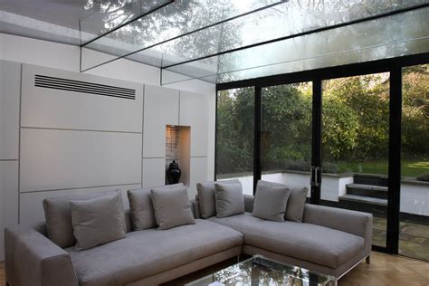 Light Filled Living Space With Glass Roof Ceiling And Patio Doors Diy