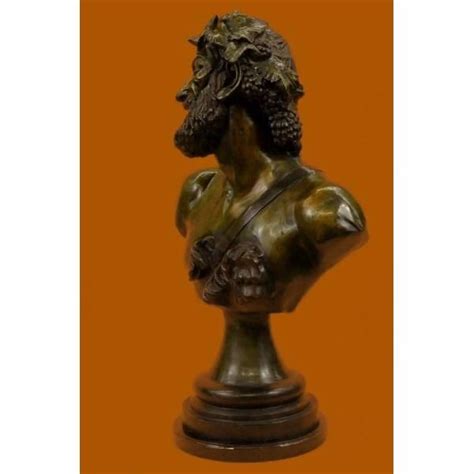 Impressive Depiction Of Roman God Bacchus Bronze Bust Sculpture Marble Statue