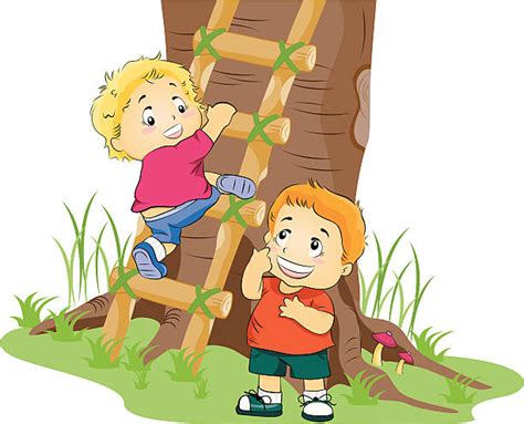 Child Cartoon Climbing Stairs Clip Art Vector Images And Illustrations