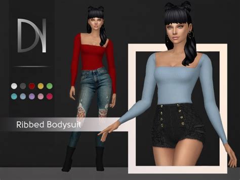 The Sims Resource Ribbed Bodysuit By Darknightt • Sims 4 Downloads