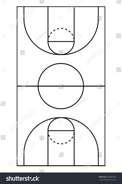 International Paper Size Vertical Basketball Court Stock Vector