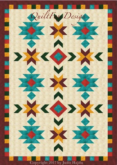 Southwest Quilt Pattern Desert Wind Throw Size 52 In X 76 In And