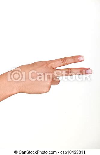 Human Hand Holding Up Two Fingers Canstock