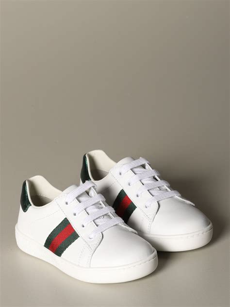 Gucci Sneakers Ace In Pelle Con Fasce Web Bianco Scarpe Gucci