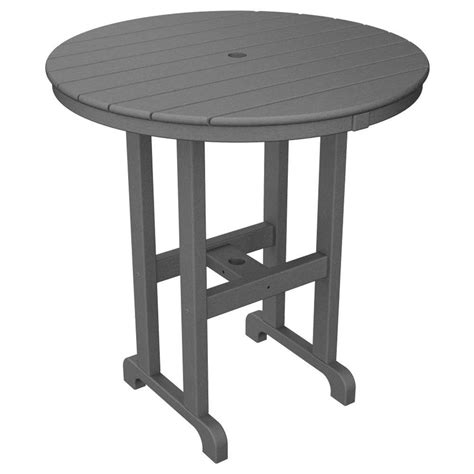Polywood La Casa Cafe 36 In Slate Grey Round Patio Counter Table