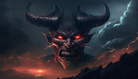 Premium Ai Image Evil Scary Demon Monster Sky Background Ai Generated Art
