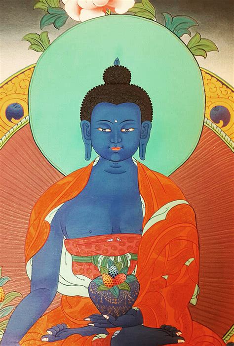 Blue Healing Buddha Of The Medicine Detail Of A Lovely Thangka