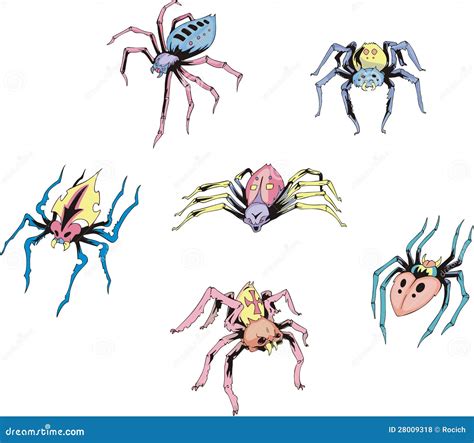 Set Of Spider Tattoos Stock Vector Illustration Of Tarantula 28009318