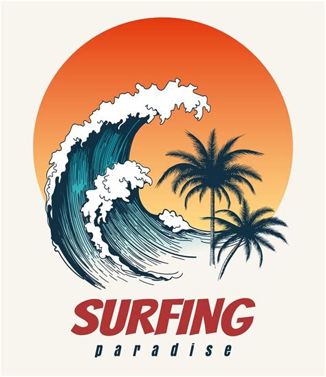 Surfer Big Wave Retro Poster By Vectortatu Thehungryjpeg