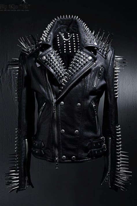 Punk Style Full Black Biker Long Spikes Studded Leather Jacket All