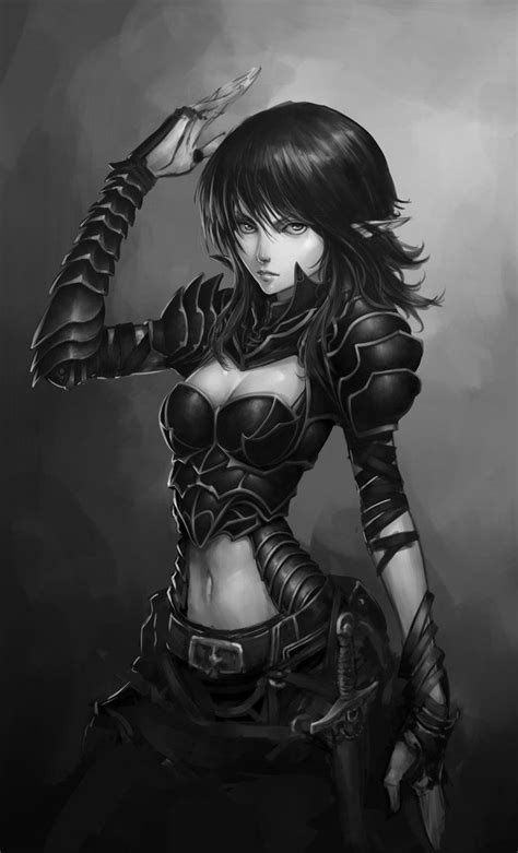 Elf Girl Warrior Sketch Warrior Girl Warrior Woman Anime