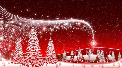Download Snowy Red Merry Christmas Hd Wallpaper
