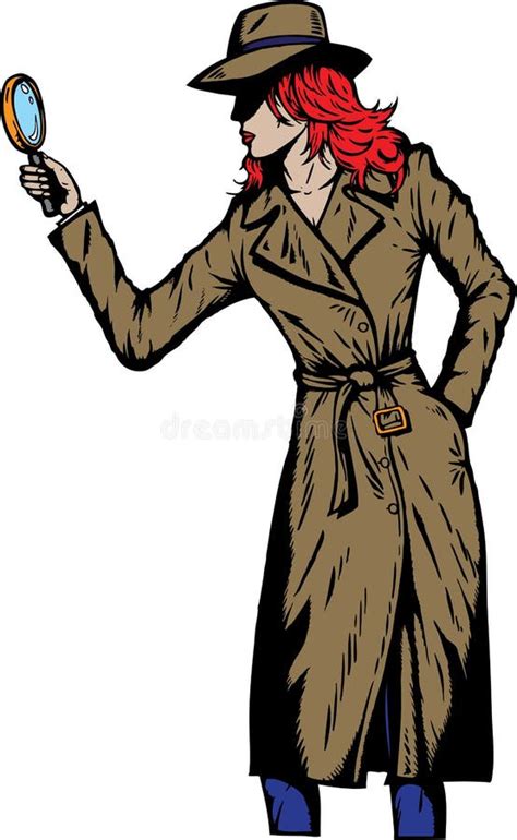 Old Style Girl Detective Such As From The Fifties Stock Vector