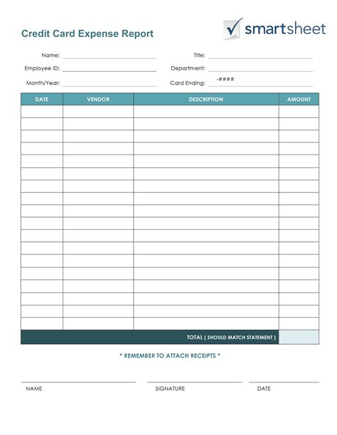 Credit Card Statement Template Excel Templates
