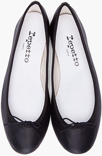 Repetto Black Leather Ballerina Flats In Black Lyst