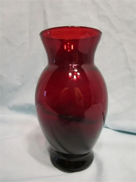 Vintage Anchor Hocking Glass Flared Vase Royal Ruby Red 6 1 2 Tall Excellent 8 00 Picclick