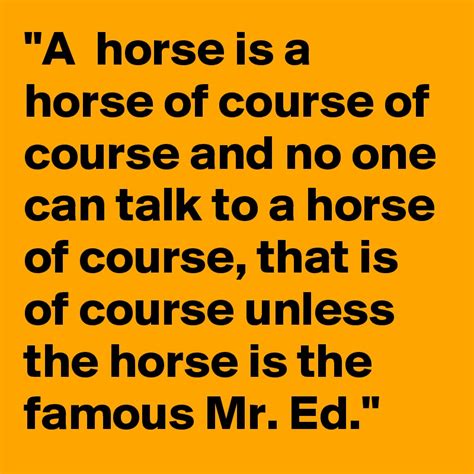 A Horse Is A Horse Of Course Of Course And No One Can Talk To A Horse