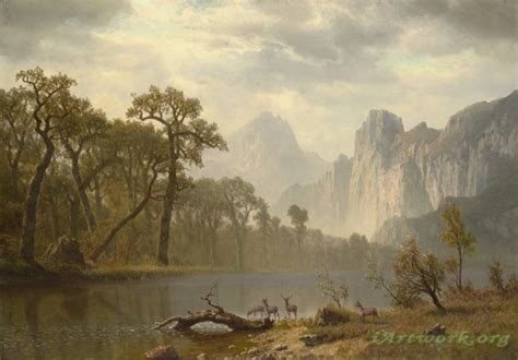 Albert Bierstadt In The Yosemite Valley Painting
