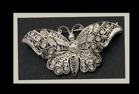 Butterfly Brooch Sterling Silver Filigree Made In Ger Gem