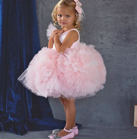 Lovely Blush Pink Puffy Tulle Ruffles Flower Girl Dresses For Party