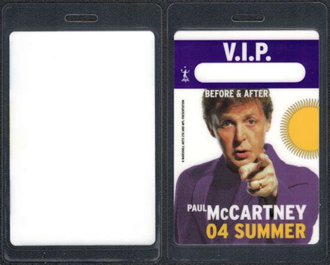 Rare Paul Mccartney Laminated Vip Backstage Pass From The Summer Tour