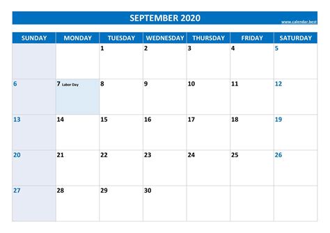 September 2020 Calendar Calendarbest