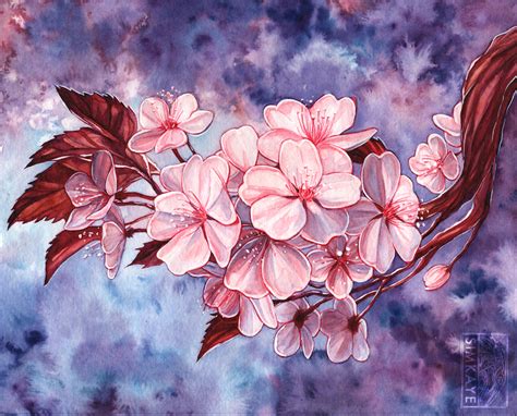 Cherry Blossom Watercolour By Simkaye On Deviantart
