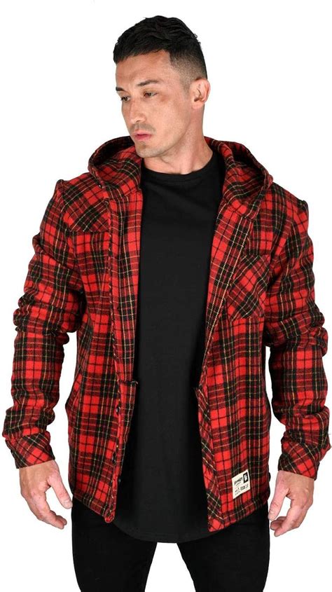 Buy Youngla Mens Long Sleeve Hooded Flannel Shirt Classic Button Up